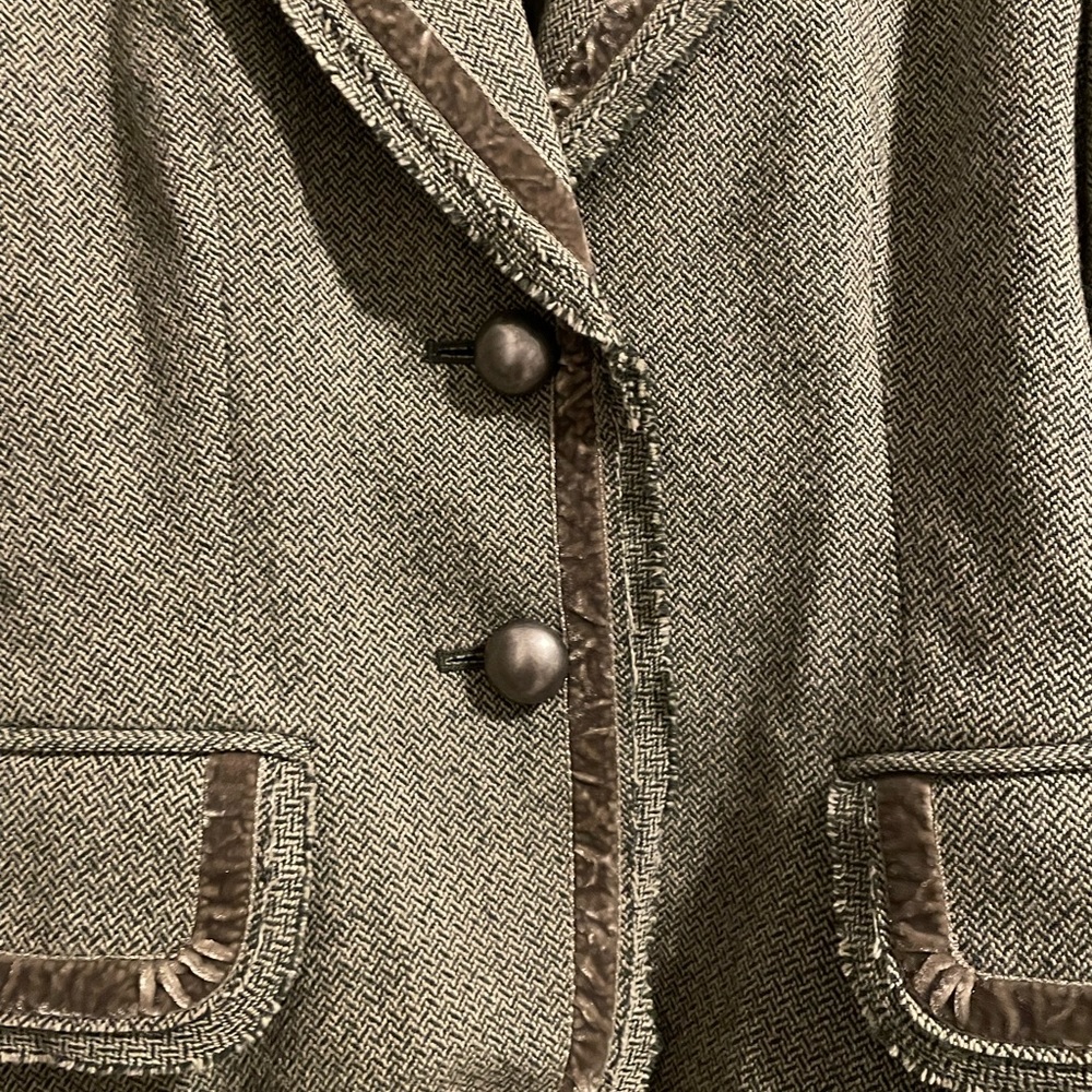 Vintage Banana Republic Green Wool Tweed Sz 6 - Picture 2 of 5